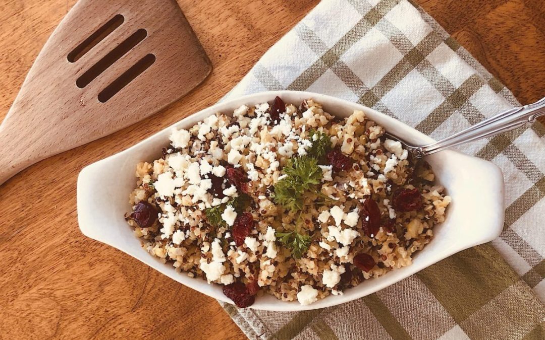 Farce de quinoa, pois jaunes et canneberges séchées