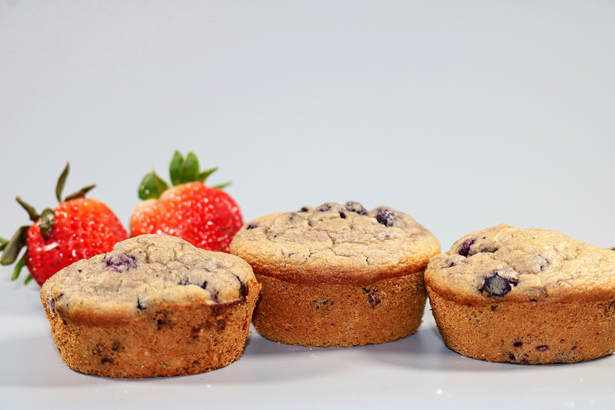 Muffins aux bleuets sans gluten. Recette faible en FODMAP. ÉPITHÉLIA- Clinique de santé digestive. Équipe de nutritionnistes.