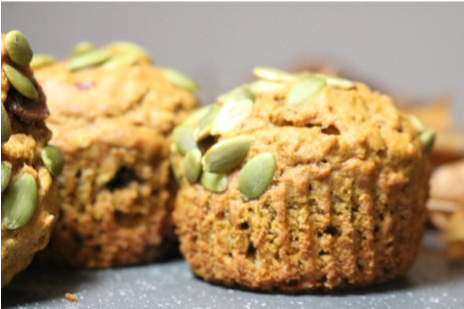 Muffins à la citrouille et aux drêches faible en fodmap