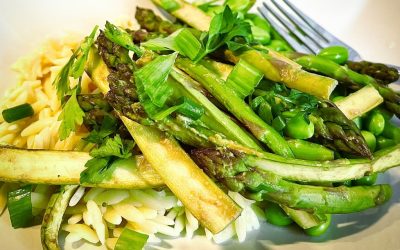 Salade d’orzo, edamames et asperges