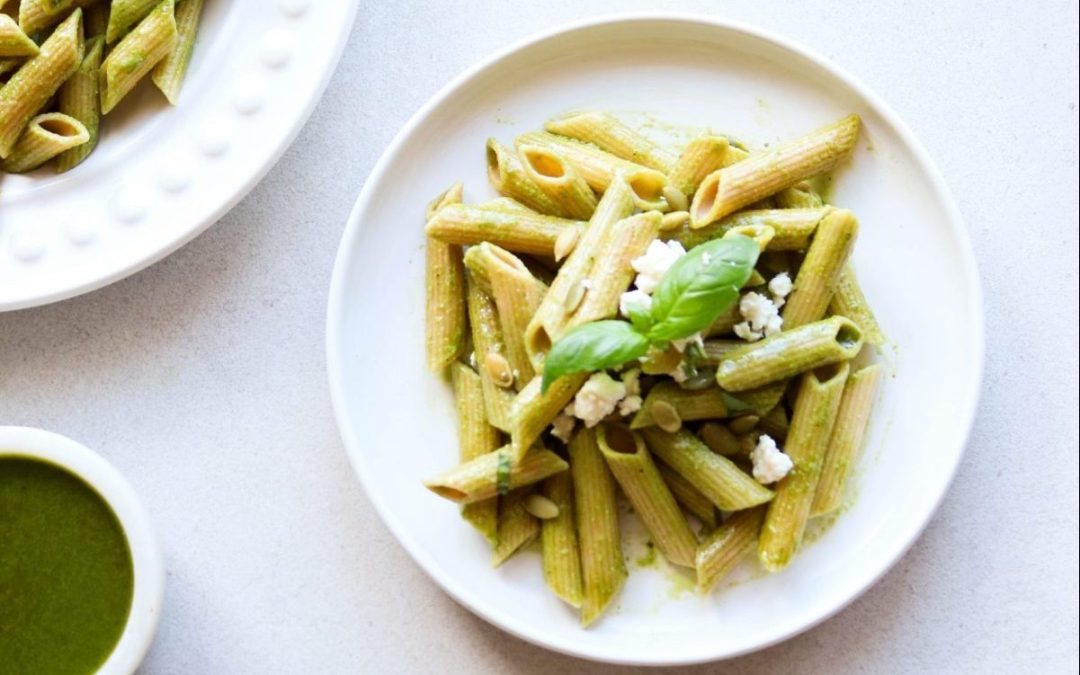 Pâtes au pesto de graines de citrouille