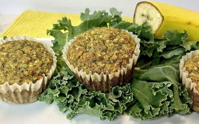 Muffins protéinés aux bananes et au chou frisé