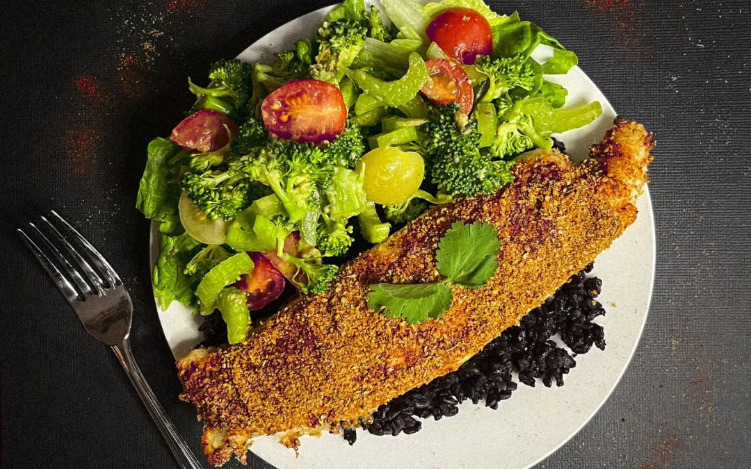 Poissons en croûte tex-mex (graines de lin). Recette faible en FODMAP. ÉPITHÉLIA- Clinique de santé digestive
