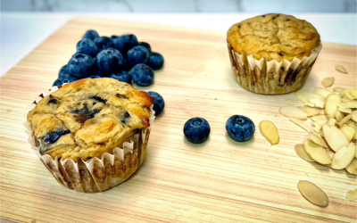 Muffins doubles bleuets aux amandes