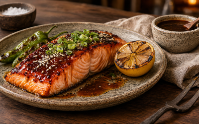 🔒Saumon laqué à la sauce BBQ érable